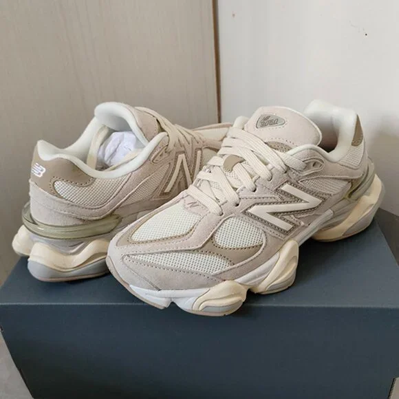 New Balance 9060 Cream Sneakers - Picture 1 of 7